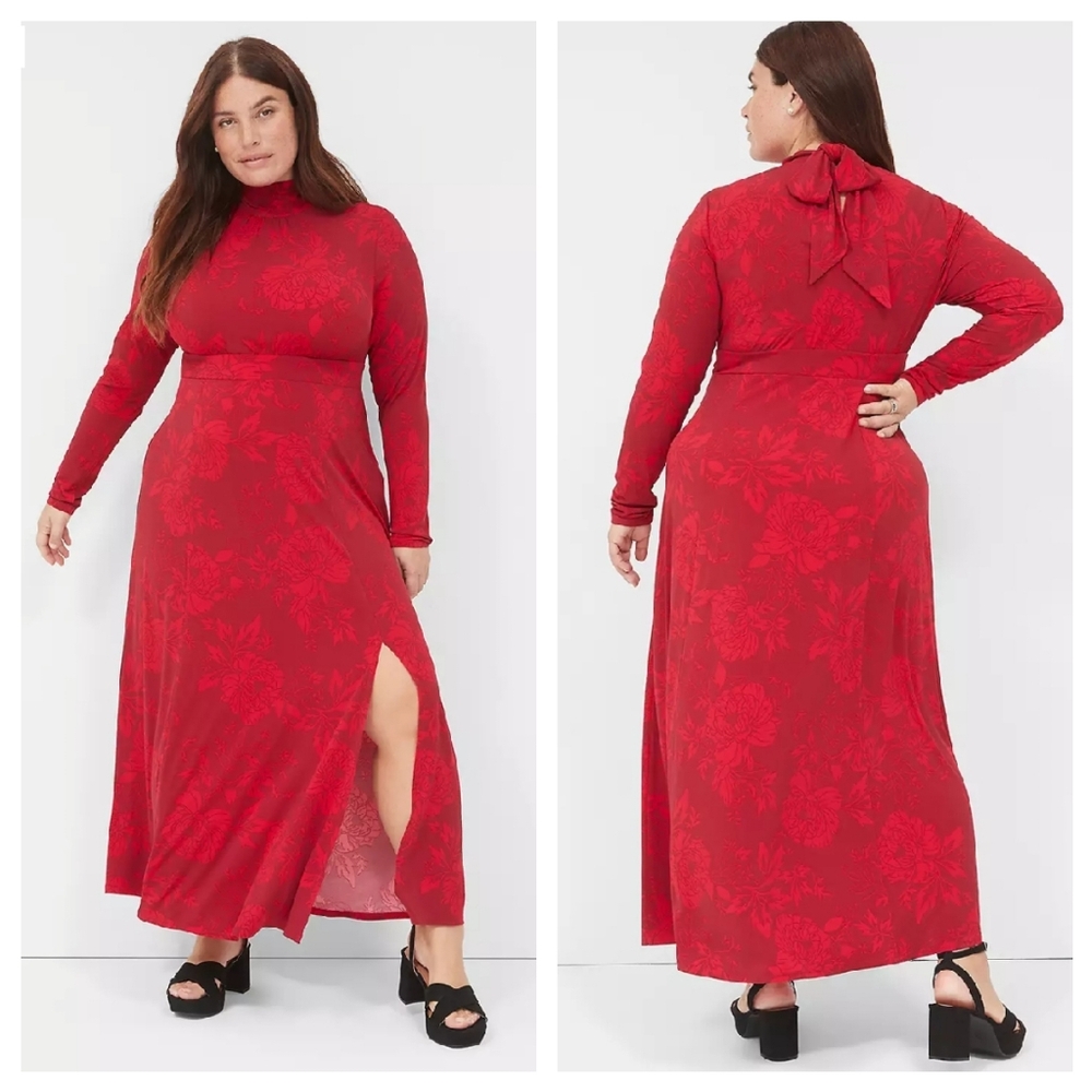 Lane Bryant | Long-Sleeve Tie-Neck Jersey Maxi Dress